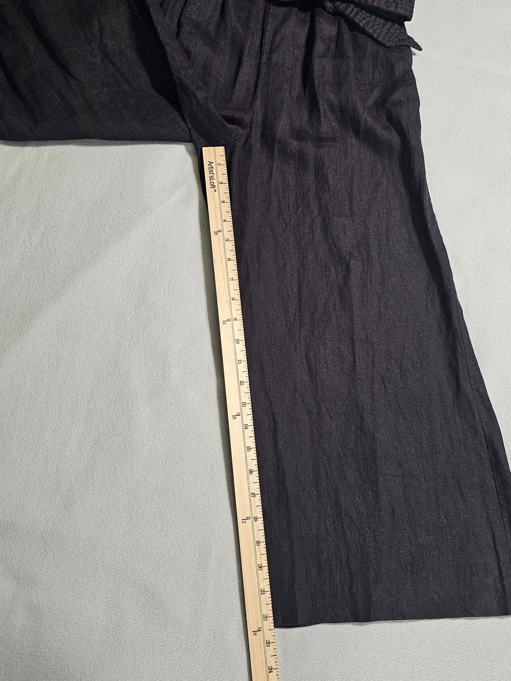 J.Crew 100% Linen Wide Leg Jumpsuit Black Tie Waist Cropped Size 00 Petite - Picture 8 of 12